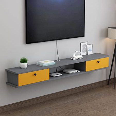 TV Board HäNgend HäNgeschrank, Leitungsloch-Design Schwebender Tv-Schrank Aus Holz Mit Schublade, Geeignet Zum Aufbewahren Von Routern, Set-Top-Boxen, Dvd-Playern/E / 120cm