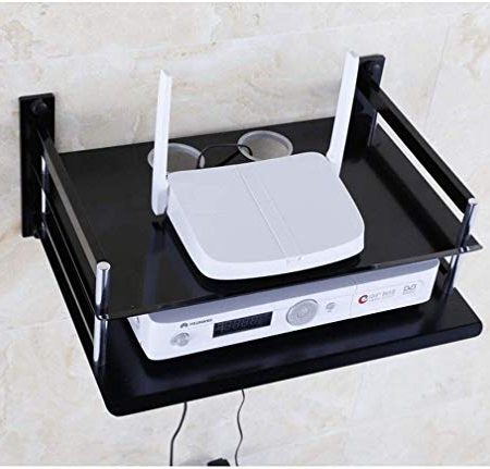Geyao Wandhalterung Regalhalterung, Aluminium-Legierung, Wandhalterung für TV-Box, Router, Set-Top-Box, Mini-PC, TV-Zubehör (Farbe: schwarz)