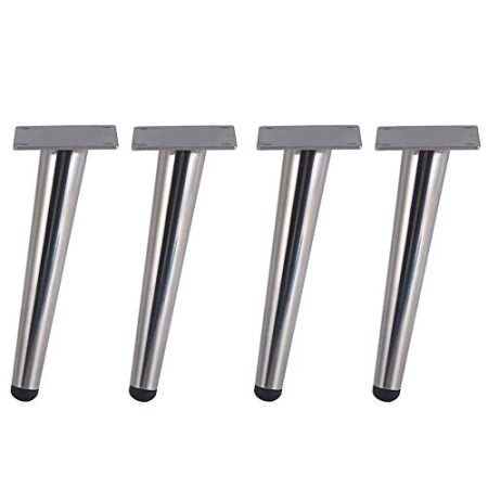 WXJLYZRCXK Möbelbeine, 4 Pack Silber Silber Neigungskegel Edelstahl Sofa Fußbeinkabinett Badezimmerschrank Bein Tee Tisch Bein Bett Bein Tv Kabinett Fuß Zubehör Hoch,255Mm.,255Mm.