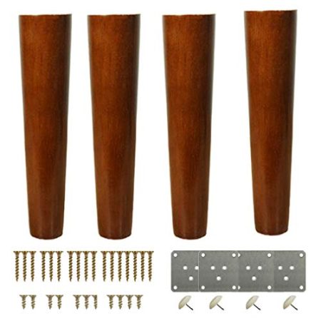 AT 4 Stück Möbel Beine, Gummi Holz Tischbeine, Gerade Kegel Sofa Beine, Tv-Möbel Beine, Schrank Beine, Schuhschrank, Inklusive Zubehör, Verschiedene Höhen, Walnuss Farbe () / 12cm/4.7in