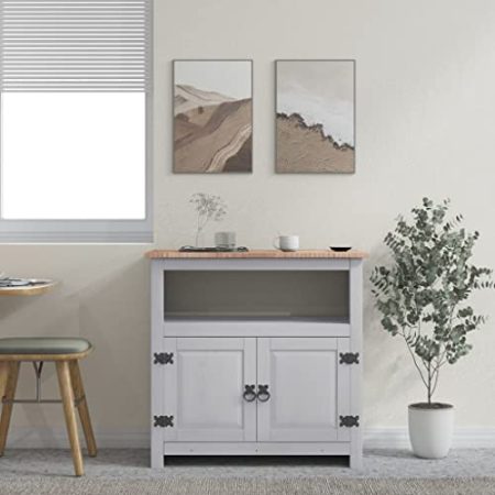 TV-Schrank aus mexikanischem Kiefernholz, Corona-Serie, grau, 80 x 43 x 78 cm, Artikelfarbe: grauer Korpus mit brauner Oberseite