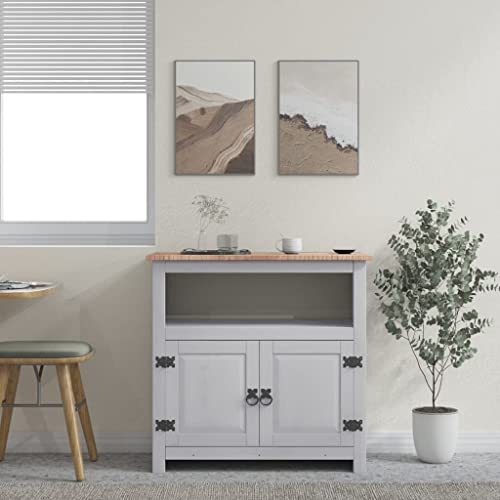 TV-Schrank aus mexikanischem Kiefernholz, Corona-Serie, grau, 80 x 43 x 78 cm, Artikelfarbe: grauer Korpus mit brauner Oberseite