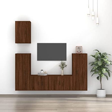 WDGJJFECNMUEHI Schlafzimmer TV-Schrank Lautsprecherschrank5-tlg. TV-Schrank-Set Braun Eichen-Optik HolzwerkstoffGeeignet für Wohnzimmer, Schlafzimmer, Balkon