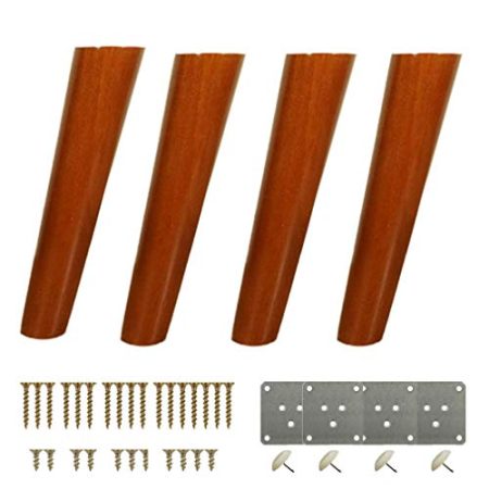 AT 4 Stück Möbelfüße, Tischbeine, Oblique Cone Sofa Beine, Gummi Holz Tv-Möbel Beine, Schrank Beine, Schuhschrank, Inklusive Zubehör, Durable, Walnuss Farbe () / 10cm/3.9in