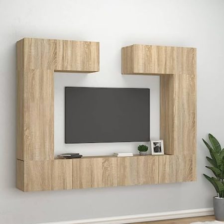 FUDUGEHMIOFWFJJ Sideboard,tv Schrank,lowboard,6-TLG. TV-Schrank-Set Sonoma-Eiche HolzwerkstoffGeeignet für Wohnzimmer, Schlafzimmer, Eingang