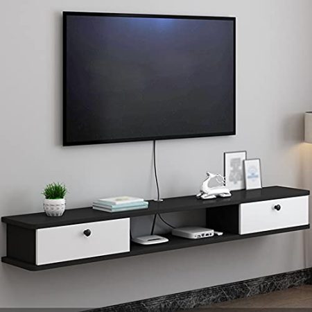 TV Board HäNgend HäNgeschrank, Leitungsloch-Design Schwebender Tv-Schrank Aus Holz Mit Schublade, Geeignet Zum Aufbewahren Von Routern, Set-Top-Boxen, Dvd-Playern/B / 120cm