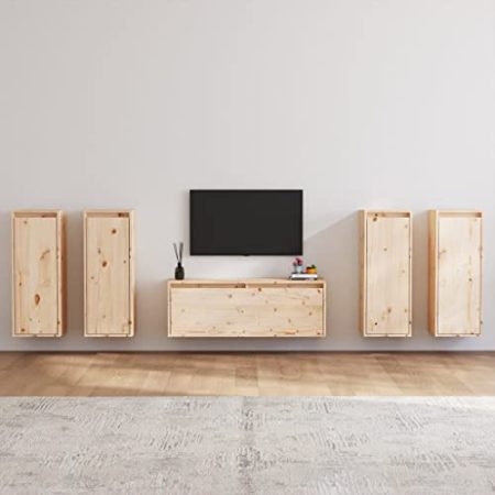 FUDUGEHMIOFWFJJ tv lowboard,tv Schrank,TV-Schränke 5 STK. Massivholz KieferGeeignet für Wohnzimmer, Schlafzimmer, Eingang