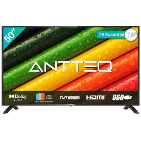 Antteq AB50D1 Fernseher 50 Zoll (TV 127 cm), Dolby Audio, LED, Triple Tuner DVB-C / T2 / S2, CI+, HDMI, Mediaplayer per USB, digitaler Audioausgang, incl. Hotelmodus