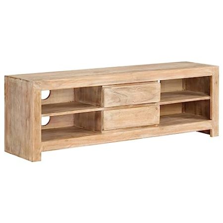 Toshilian TV-Schrank Akazienholz Massiv 120 x 30 x 40 cm Hellbraun