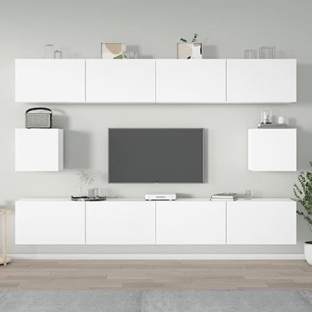Toshilian 6-TLG. TV-Schrank-Set Weiß Holzwerkstoff