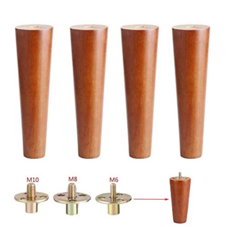 AT Set Von 4 Massivholzmöbelfuß, Vertikal Sofa Beinen, Tischbeinen, Diy Replacement Beinen, Für Kaffeetisch, Tv-Schrank, Schrank, Mit Bolzen, Mit Zubehör () / M8 / 15cm/5.9in