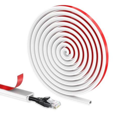 Zocipro Mini Kabelkanal Selbstklebend, 2m Flexible Kabelkanal Weiß, Halbrunde Kabelabdeckung Kabelschacht, Minikabelkanäle zum Verstecken von 1 Kabel, für Drähte an der Wand Boden, 14mm×10mm