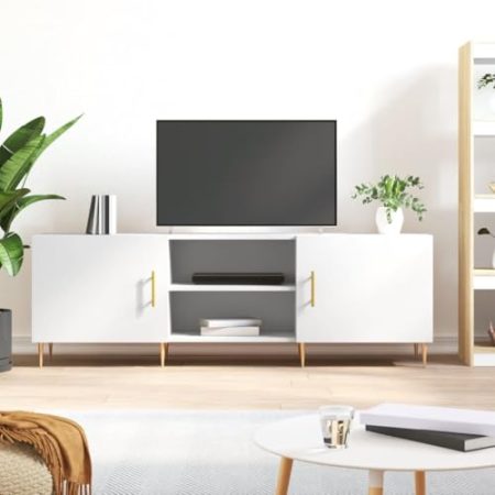 WKIEQACO Entertainment Centers & TV-Ständer, TV-Schrank, Weiß, 150 x 30 x 50 cm, Holzwerkstoff