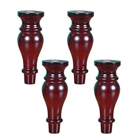 4 Stück Möbelfüße, Sofabeine aus massivem Holz, Füße aus Kalebasse, DIY-Ersatzfüße für Couchtisch/TV-Schrank/Nachttisch/Schrank, mit Zubehör(6/8/10/12/15/18 cm)(Color:Red,Size:18cm)