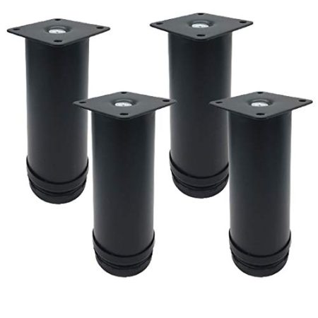 IQQOPVHG Stück verstellbare Schwarze Möbelbeine, Bettstützfüße aus Metall, Moderne Schrankbeine aus runden Rohren, Heimwerkerprojekt, Hardware-Zubehör, mit Schrauben, 15 cm, Schwarz-8 cm