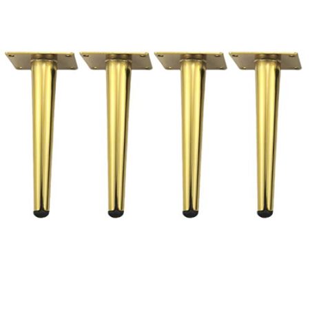 FALIYORS Set mit 4 Möbelbeinen, konisch zulaufenden Rohren, dicken Metallfüßen, goldenem Sofa-Ersatzfuß, Schrankbeinen, Couchtischbeinen, TV-Schrankbeinen, Zubehör für Möbelbeschläge