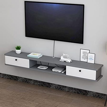 TV Board HäNgend HäNgeschrank, Leitungsloch-Design Schwebender Tv-Schrank Aus Holz Mit Schublade, Geeignet Zum Aufbewahren Von Routern, Set-Top-Boxen, Dvd-Playern/C / 120cm