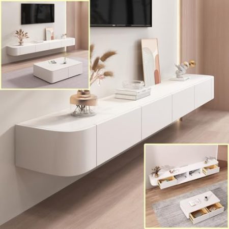 XDXINY TV-Hängeschrank aus Massivholz, für Wohnzimmer, Zuhause, Couchtisch, TV-Schrank, 140, 160, 180, 200, 220, 240 cm, mehrere Größen verfügbar (weiß, 160 x 20 x 24 cm)