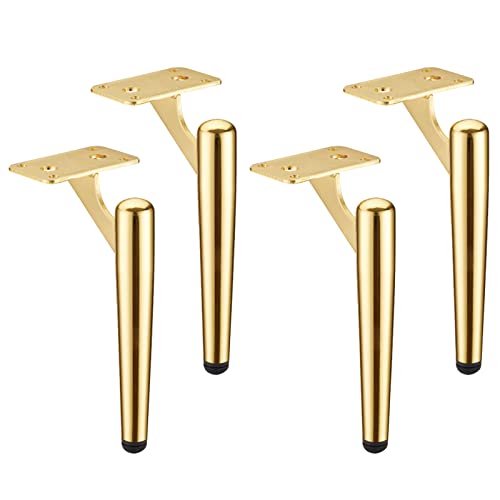 4 Stück Möbelfüße Metall Möbelbeine Gold Schrankfüsse DIY Ersatz Sofafüße Stützfuß Hardware-Zubehör, für Schreibtisch Bett TV-Schränke Arbeitsplatte (35cm/13.8in)