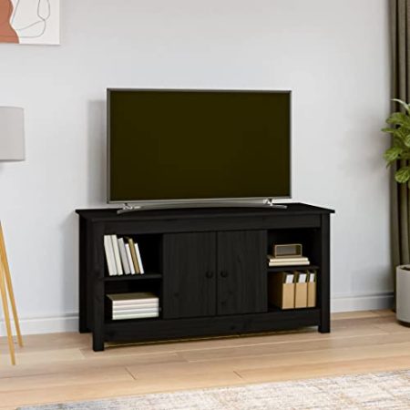 XGWKCNV Entertainment Centers & TV StandsTV Schrank Schwarz 103x36,5x52cm Massivholz Kiefer
