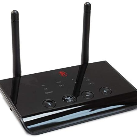 FeinTech ABT00102 Bluetooth 5.0 Audio Sender Empfänger aptX HD Low Latency Toslink SPDIF Bypass Konverter, schwarz