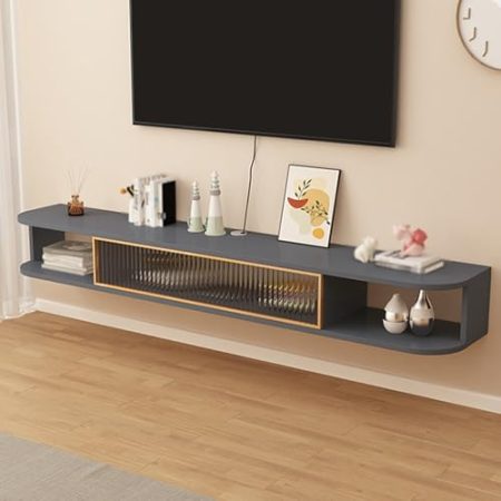 Wandmontierte Fernsehtruhe Schwimmender TV-Schrank Fernsehständer Moderne schwebende Fernsehständer Wandmontierter TV-Schrank mit abklappbarer Tür Aufbewahrungsschrank für das kleine Wohnzimmer.(Gray,