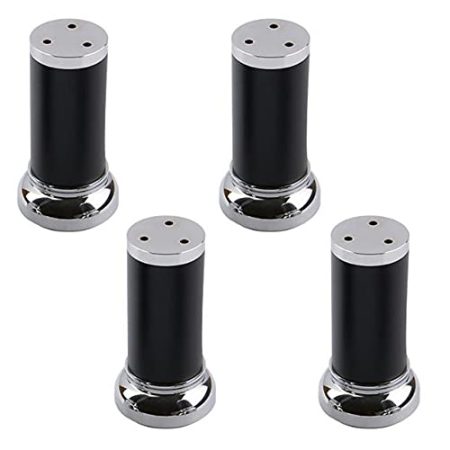 4 Stück Möbelbeine, Silber Möbelfüße Verstellbar Schrankfüße, Tischfuß aus Aluminiumlegierung, runde Sofa Füße, Fuß des Bettes, DIY-Ersatzfuß-Hardware-Zubehör(black25cm)