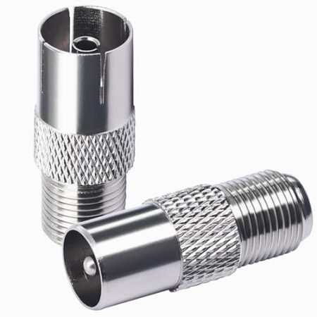 TUOLNK TV Antennenstecker F Buchse auf TV Stecker TV Antennenadapter für Antennenkabel Satellitenkabel 9,5TV Buchse auf F Typ Buchse Koaxstecker 2 Stück