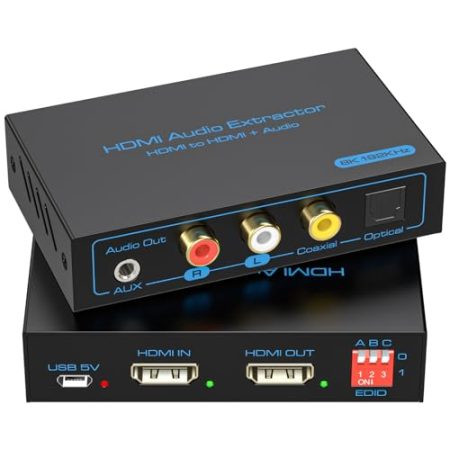 VEDINDUST HDMI Audio Extractor 8K60HZ Hohe Bildwiederholrate HDMI Optisch Adapter Splitter Supports 4K 3D DTS PCM for Fire Stick, Xbox, Laptop, TV, Blu-ray Player