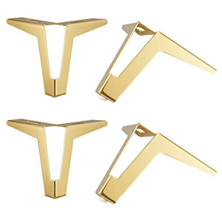 Zjpgcsdsc Tischbein, Metalltischbein, 4 Stück, Ersatz-Möbelfüße, Couchtischfüße, Schrankbeine, Metalleisenfüße, for Badezimmerschränke, Sofaschränke, Hardware-Zubehör, Möbelbeine(Gold,15cm/5.9in)