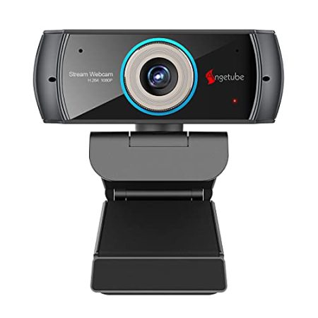 Angetube HD Gaming Webcam 1080P mit Mikrofon,USB PC Streaming Webcam mit Breitbild-Videoanrufen und Aufnahmeunterstützung Skype OBS Xbox XSplit Facebook YouTube kompatibel für Mac OS Windows (Black)