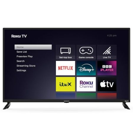 VELTECH 43 Zoll 4K UHD Roku Smart TV, 43 Zoll mit Apple TV+, BBC, Netflix, Freeview Play, Dolby Audio, HDR, Dolby Vision, HDMI-USB-Anschluss, UHD-Fernseher, großer Bildschirm für Wohnzimmer und Büro