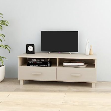 WKIEQACO Entertainment Centers & TV-Ständer, TV-Schrank HAMAR Braun 106x40x40cm Massivholz Kiefer