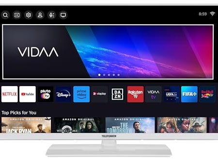 Telefunken Fernseher 32 Zoll Smart TV VIDAA XF32VP750M-W Full HD Fernseher, HDR TV mit integriertem Triple-Tuner, LED TV weiß