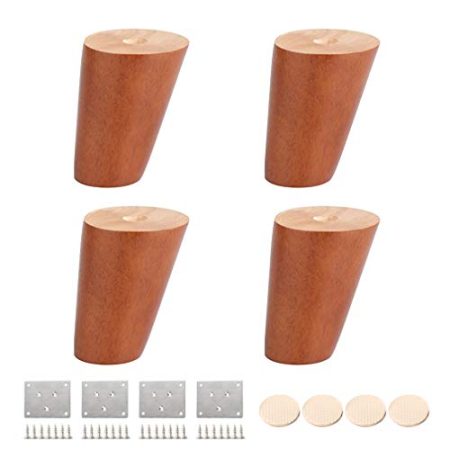 WYRMB Massivholz-Möbelbeine, Couchtischbeine, neigbare, konische Sofabeine, DIY-Ersatzbeine für Couch/Schrank/DIY-Schreibtisch/TV-Schrank/Nachttisch, mit Zubehör, 4er-Set (8 cm)