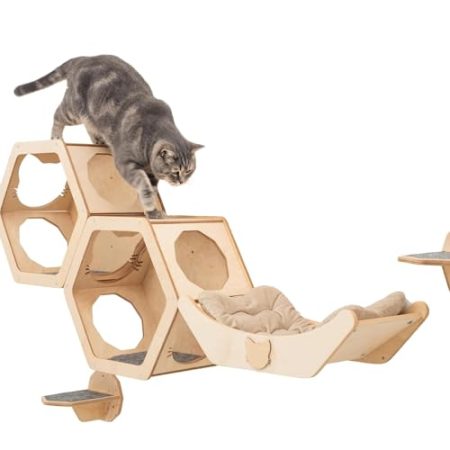 Wand-Katzenregale aus Holz für Katzen, Katzenmöbel – Katzenregal aus Holz, Wandmontage, Katzen-Wandmöbel, rustikale Katzendekoration, Katzenliebhaber, Geschenk