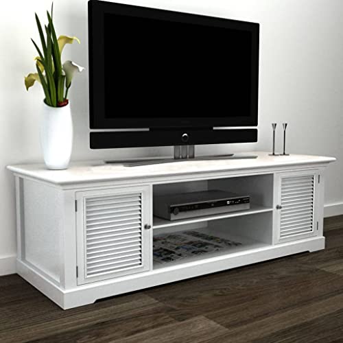 THOYTOUI TV möbel Lowboard Sideboard Fernseher TV Table TV Standregal Hi-Fi Standregal TV-Schrank Weiß Holz Geeignet für Wohnzimmer Schlafzimmer Wohnung Hotel