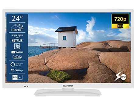 TELEFUNKEN XH24SN550MV-W 24 Zoll Fernseher/Smart TV (HD Ready, HDR, Triple-Tuner, 12 Volt) - 6 Monate HD+ inklusive [2023]