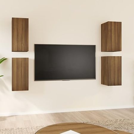 WKIEQACO Entertainment Centers & TV-Ständer, TV-Schränke, 4 Stück, Braun Eiche, 30,5 x 30 x 60 cm, Holzwerkstoff