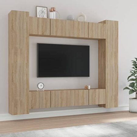 Toshilian 8-TLG. TV-Schrank-Set Sonoma-Eiche Holzwerkstoff