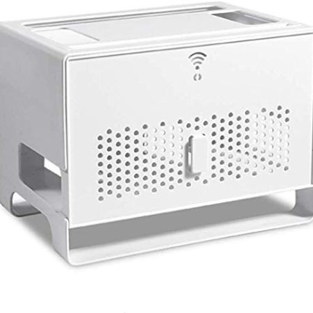 Geyao Router Aufbewahrungsbox WiFi Router Halterung Set-Top-Box DVD Storage Rack Finishing Box Aufbewahrung Wandmontage Regal Halterung TV Zubehör Home and Office WiFi Router Verstellbare Kabelbox