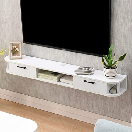TV Board HäNgend HäNgeschrank,Holzwandmontierte Tv-SchräNke Mit KabelfüHrungsloch, Kleines Apartment Schlafzimmer HäNgender Tv-Schrank/white / 120cm