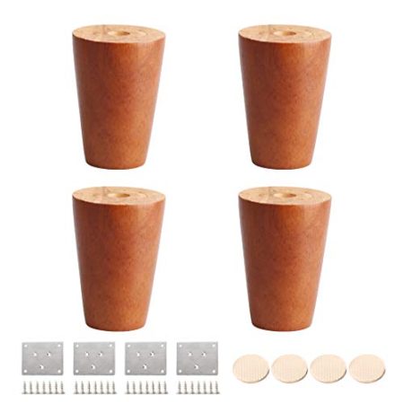 WYRMB Massivholz-Möbelbeine, konische Ersatz-Sofabeine, Couchtischbeine, für DIY-Schreibtisch/TV-Schrank/Nachttisch/Schrank, 8–80 cm optional, mit Zubehör, 4er-Set (8 cm/3,1 Zoll)