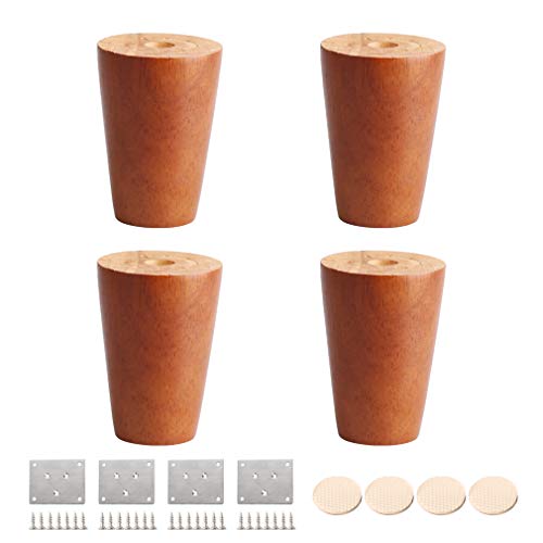 WYRMB Massivholz-Möbelbeine, konische Ersatz-Sofabeine, Couchtischbeine, für DIY-Schreibtisch/TV-Schrank/Nachttisch/Schrank, 8–80 cm optional, mit Zubehör, 4er-Set (8 cm/3,1 Zoll)