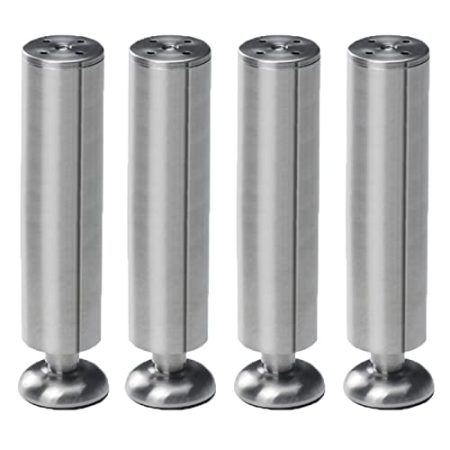 4 Stück Möbelfüße Verstellbare Sofafüsse Edelstahl Möbelbeine Silberne Bettfüße Metall Gebürstete Schrankbeine Kleiderschrank Füße Ersatzbeine Hardware Zubehör (30cm/11.8in)