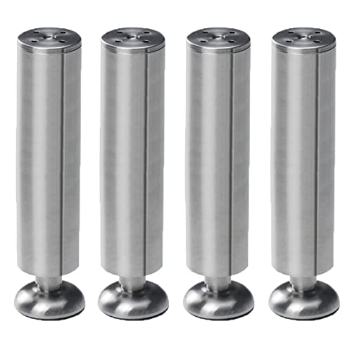 4 Stück Möbelfüße Verstellbare Sofafüsse Edelstahl Möbelbeine Silberne Bettfüße Metall Gebürstete Schrankbeine Kleiderschrank Füße Ersatzbeine Hardware Zubehör (30cm/11.8in)