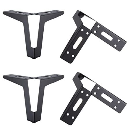 Zjpgcsdsc Tischbein, Metalltischbein, 4 Stück, Ersatz-Möbelfüße, Couchtischfüße, Schrankbeine, Metalleisenfüße, for Badezimmerschränke, Sofaschränke, Hardware-Zubehör, Möbelbeine(Black,12cm/4.7in)