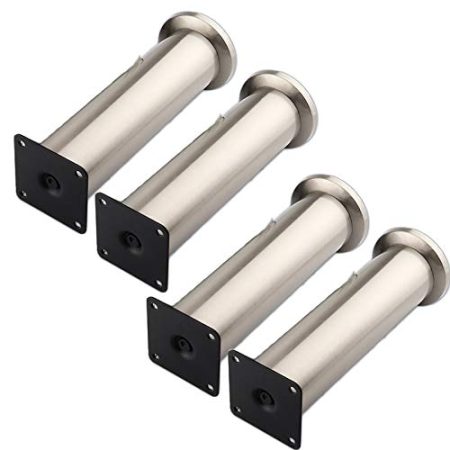 GLJTUO Schrankbeine Aus Metall, Ersatz Für Moderne Sofabeine, DIY-Ersatzteile Für Tisch- Und Schrankfüße, Küchenfüße Aus Edelstahl, Mit Befestigungsschrauben, Schwarz, 180,Silver-100mm/3.9in