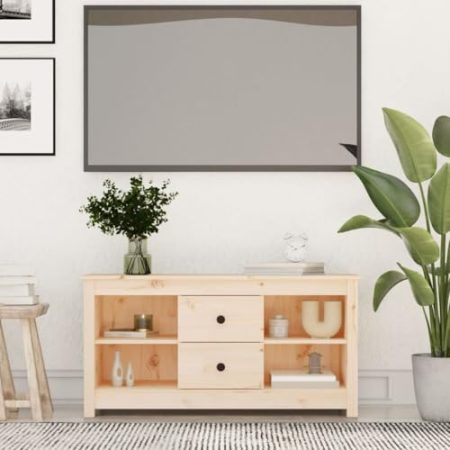 WKIEQACO Entertainment Centers & TV-Ständer, TV-Schrank, 103 x 36,5 x 52 cm, Massivholz, Kiefer
