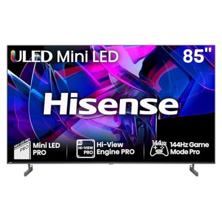 Hisense 85U7KQ (85 Zoll) Fernseher 4K Mini LED ULED HDR Smart TV, Quantum Dot, 120Hz, HDMI 2.1, Game Mode Pro, Dolby Vision IQ & Atmos, Bluetooth, Alexa Built-in, Anthrazit